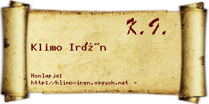 Klimo Irén névjegykártya