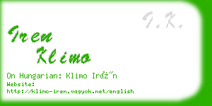 iren klimo business card